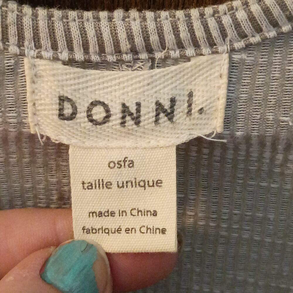 Donni. Women One Size Fits Most Gray White Pin Stripe Lagenlook Cardigan Sweater - Picture 3 of 5